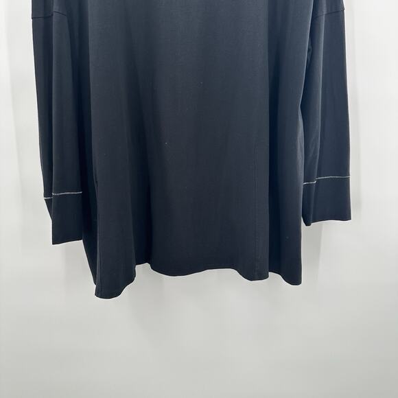 Habitat LIV Shirt Top Womens Medium Black Lagenlook Boxy Minimalist Pima Stretch - Picture 4 of 10